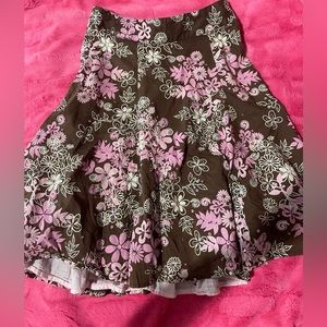limited too vintage brown and pink skirt